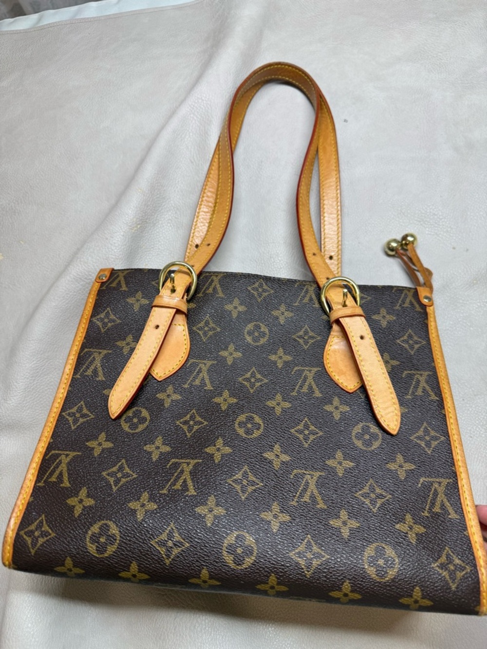 Louis Vuitton Monogram Canvas Shoulder Bag in Brown and Tan Leather